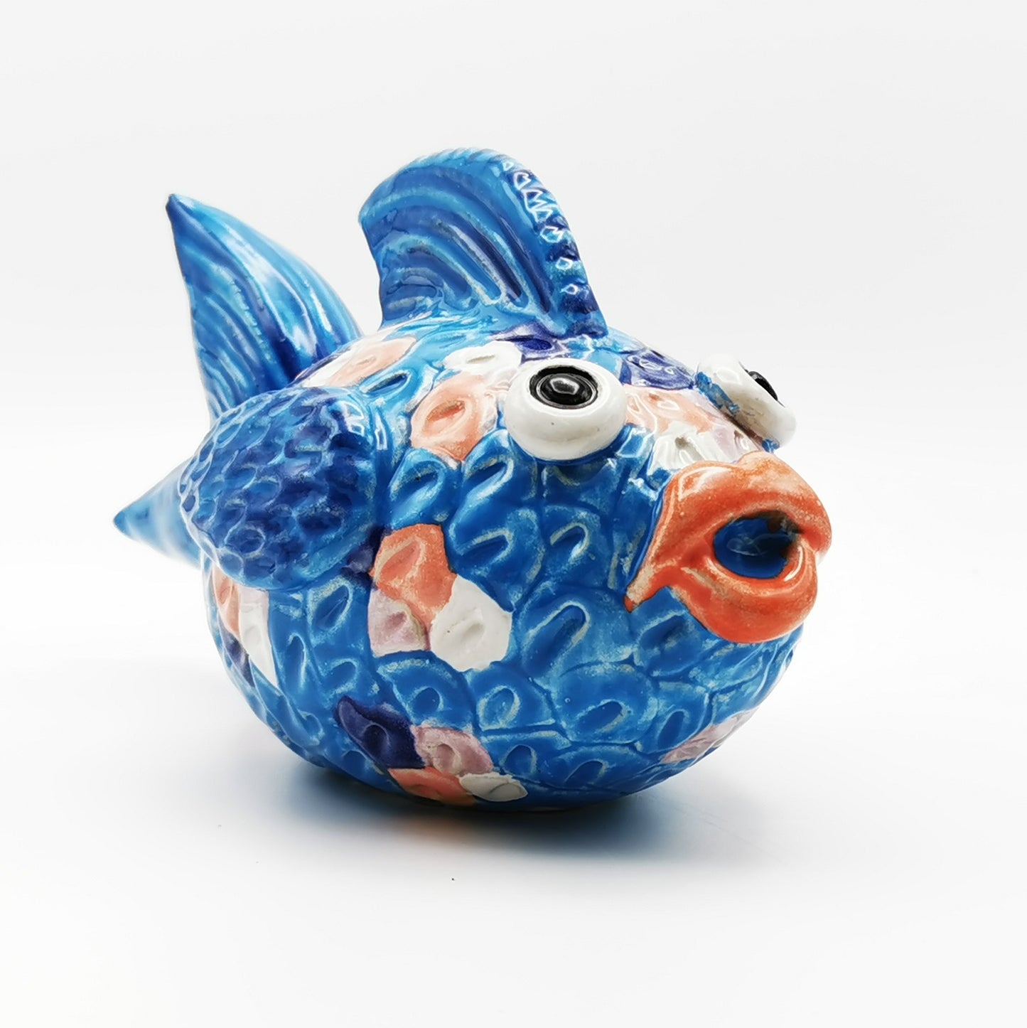 Garten Figur Deko Fisch auf Stein Keramik