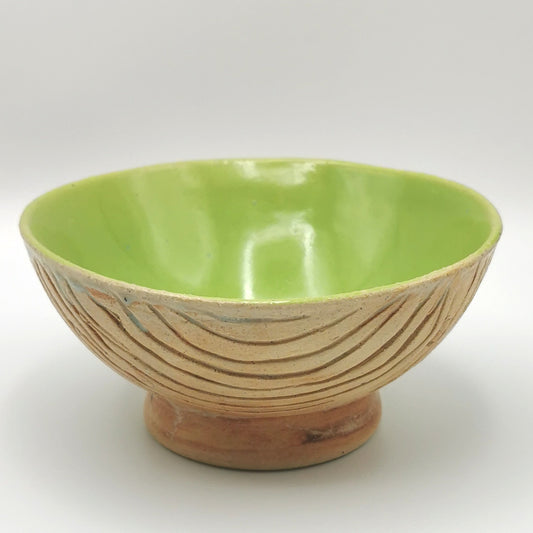 Müslischälchen einfarbig mit antiker Außenstruktur und Standfuß