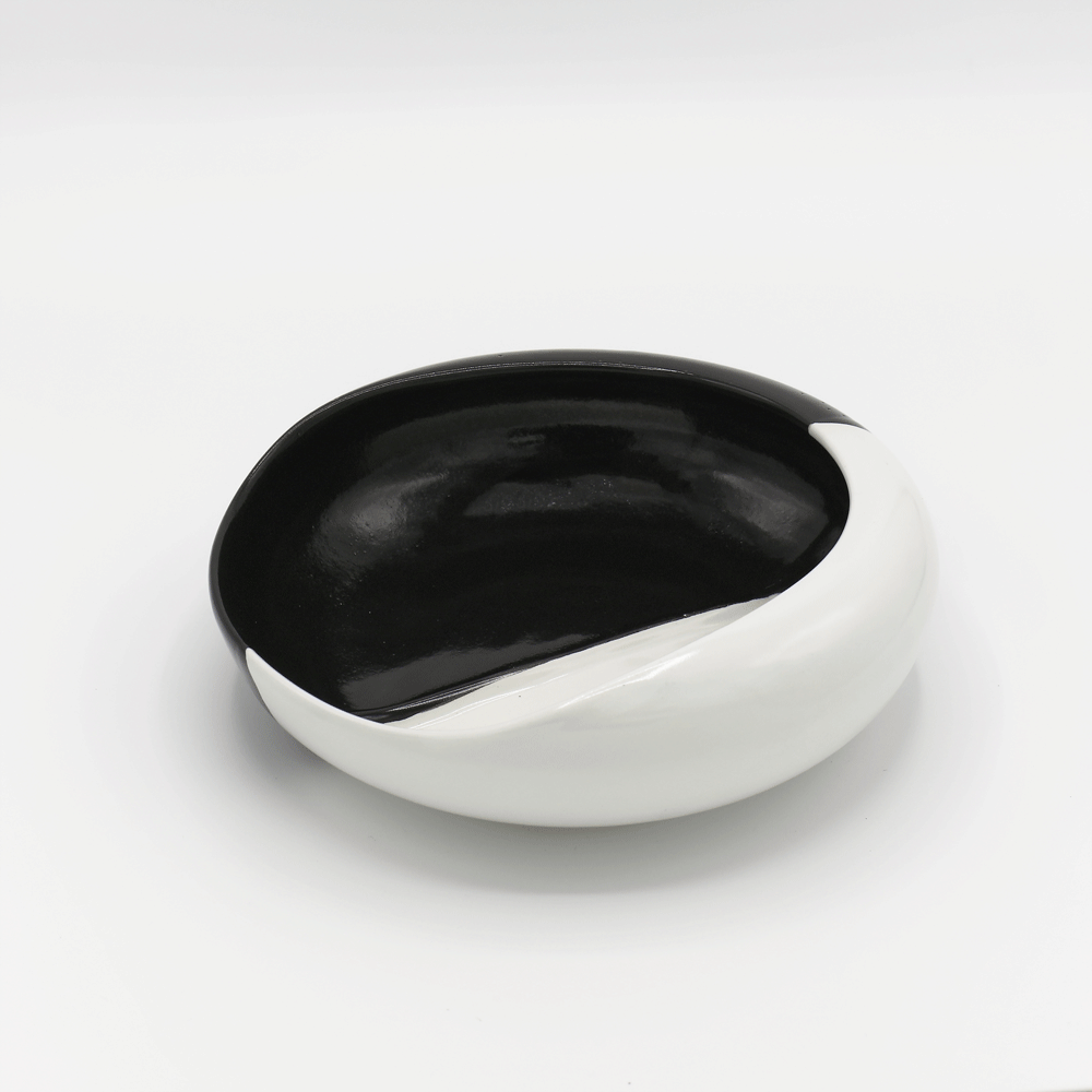 Sehhilfe-Esshilfe-Teller schwarz-weiß, mit fühlbarer Trennlinie